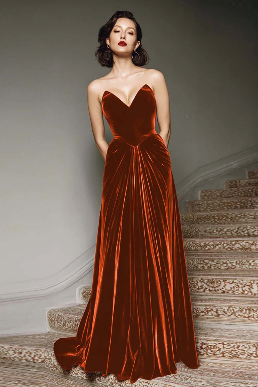 formal red velvet dress Velvet Dress for Women Velvet Midi Dress Black Burgundy Formal Dress 2022 Vintage 1950 Dress Bridesmaid Dresses Party Dress Custom Dress R64