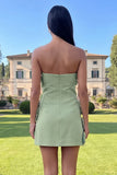 Strapless Hot Pink Bodycon Homecoming Dress with 3D Flowers