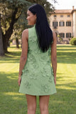 Yellow Round Neck Bodycon Homecoming Dress with 3D Flowers