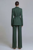 Fuchsia Notched Lapel 2-piece One Button Women's Work Suits with Belt