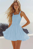 White A Line Short Pleated Short Graduation Dress