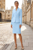 Light Yellow Notched Lapel 2 Piece Single Breasted Work Dress