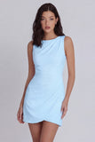 Ivory Bodycon Round Neck Ruched Mini Dress