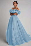 Dusty Sage Ruffled Strapless A Line Formal Dress