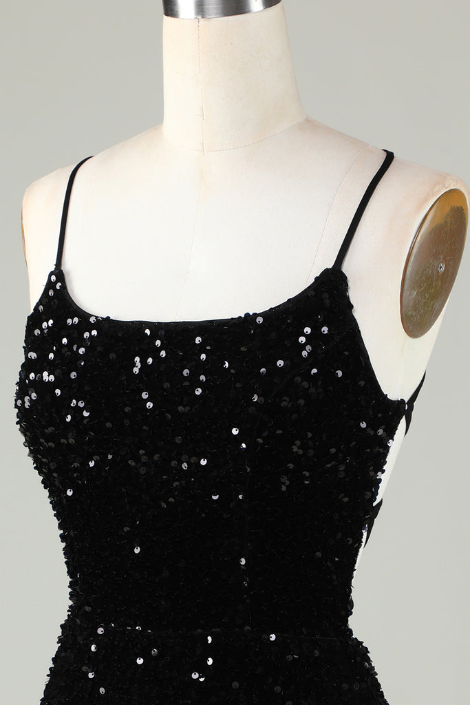 Sexy Spaghetti Straps Black Lace Short Formal 8th Grade Homecoming Dress Cocktail Dress