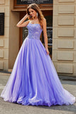 Stunning A Line Strapless Lilac Long Prom Dress with Beading