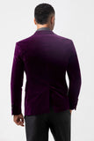 Dark Purple Peak Lapel One Button Velvet 2 Piece Men's Prom Suits