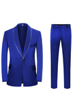 Royal Blue 3-Piece Shawl Lapel One Button Prom Suits