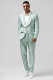 Mint Shawl Lapel 2 Piece Jacquard One Button Men's Prom Suits