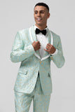 Mint Shawl Lapel 2 Piece Jacquard One Button Men's Prom Suits