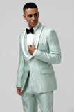 Mint Shawl Lapel 2 Piece Jacquard One Button Men's Prom Suits