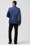 Royal Blue Peak Lapel Jacquard Men's Prom Blazer