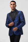 Royal Blue Peak Lapel Jacquard Men's Prom Blazer