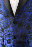 Royal Blue Jacquard Peak Lapel Men's Blazer