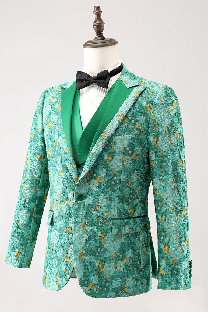 Graduation Suit - Men's Two Button Vested Peak Lapel Pastel Wedding & Prom Suit in Mint Green main image 1