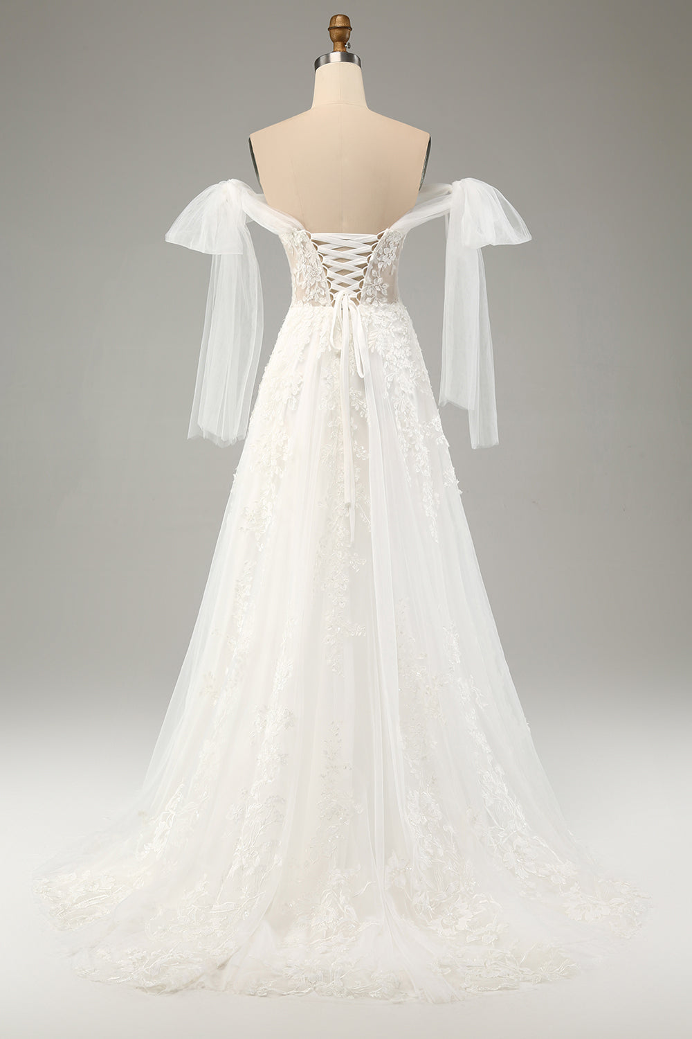 long sleeve wedding princess ball gown corset wedding dress Zapaka Women Princess White Wedding Dress with Appliques Lace A-Line Lace Up Tulle Corset Bridal Dress – ZAPAKA