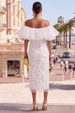 Off the Shoulder Yellow Bodycon Ruffled Floral Midi Dress
