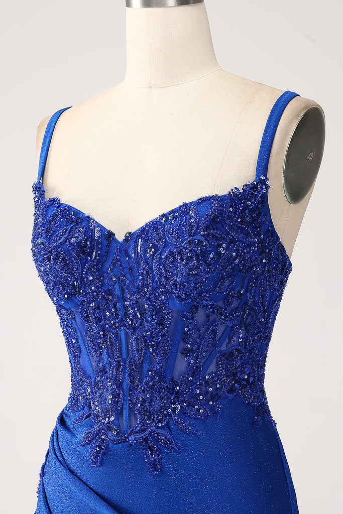 Timeless Mermaid Spaghetti Straps Royal Blue For Women Party Dresses Long Formal Prom Dresses 22th Birthday Gown AB1352