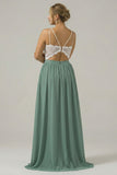 Eucalyptus Chiffon A Line Lace Plus Size Mother of the Bride Dress