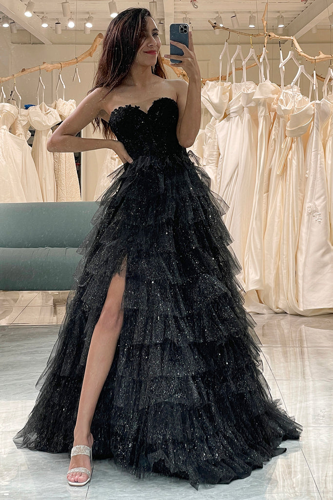 ZAPAKA Women Black Corset Prom Dress Trendy A Line Sweetheart Evening