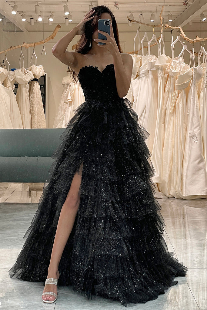 ZAPAKA Women Black Corset Prom Dress Trendy A Line Sweetheart Evening