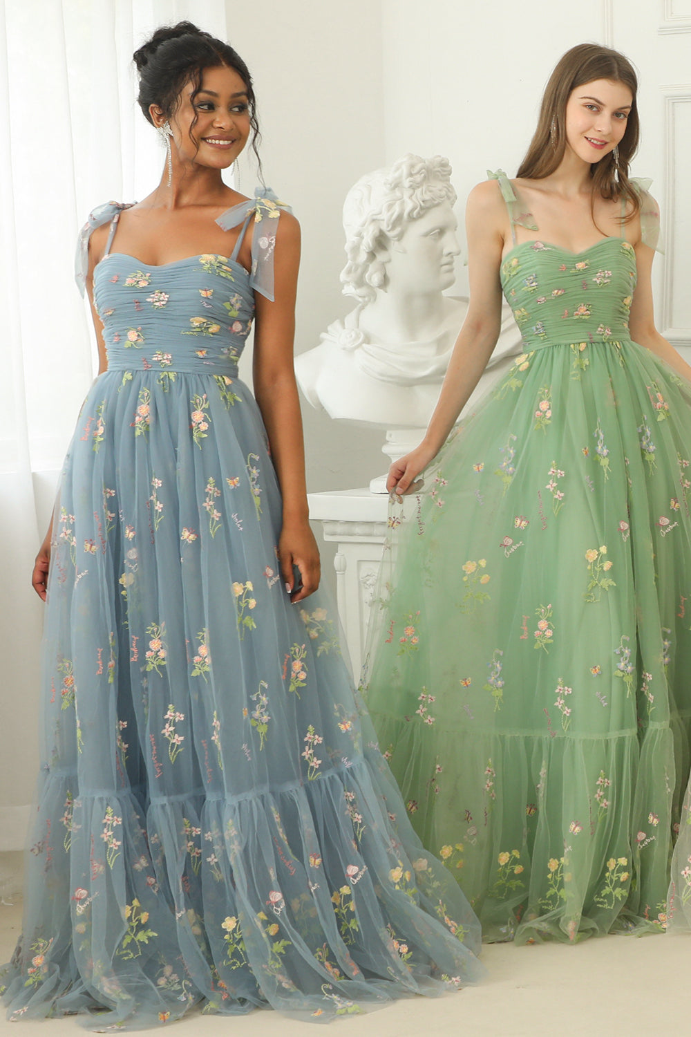 Zapaka Women Grey Blue Long Homecoming Dress A-Line Sleeveless Prom Dresses With Embroidery Zapaka Women Grey Blue Long Homecoming Dress A-Line Sleeveless Prom Dresses With Embroidery