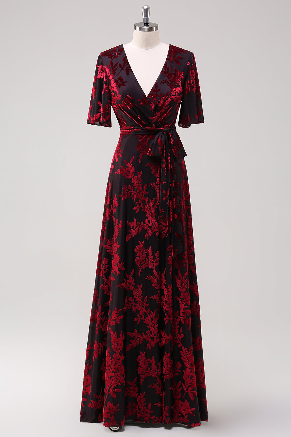 ZAPAKA Women Wedding Guest Dress Burnout Velvet Dark Green Floor Length Dress, Burgundy / US4 ZAPAKA Women Wedding Guest Dress Burnout Velvet Dark Green Floor Length Dress, Burgundy / US4