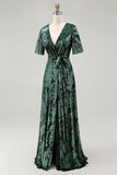 Burnout Velvet Dark Green Floor Length Dress