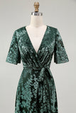 Burnout Velvet Dark Green Floor Length Dress