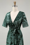 Burnout Velvet Dark Green Floor Length Dress