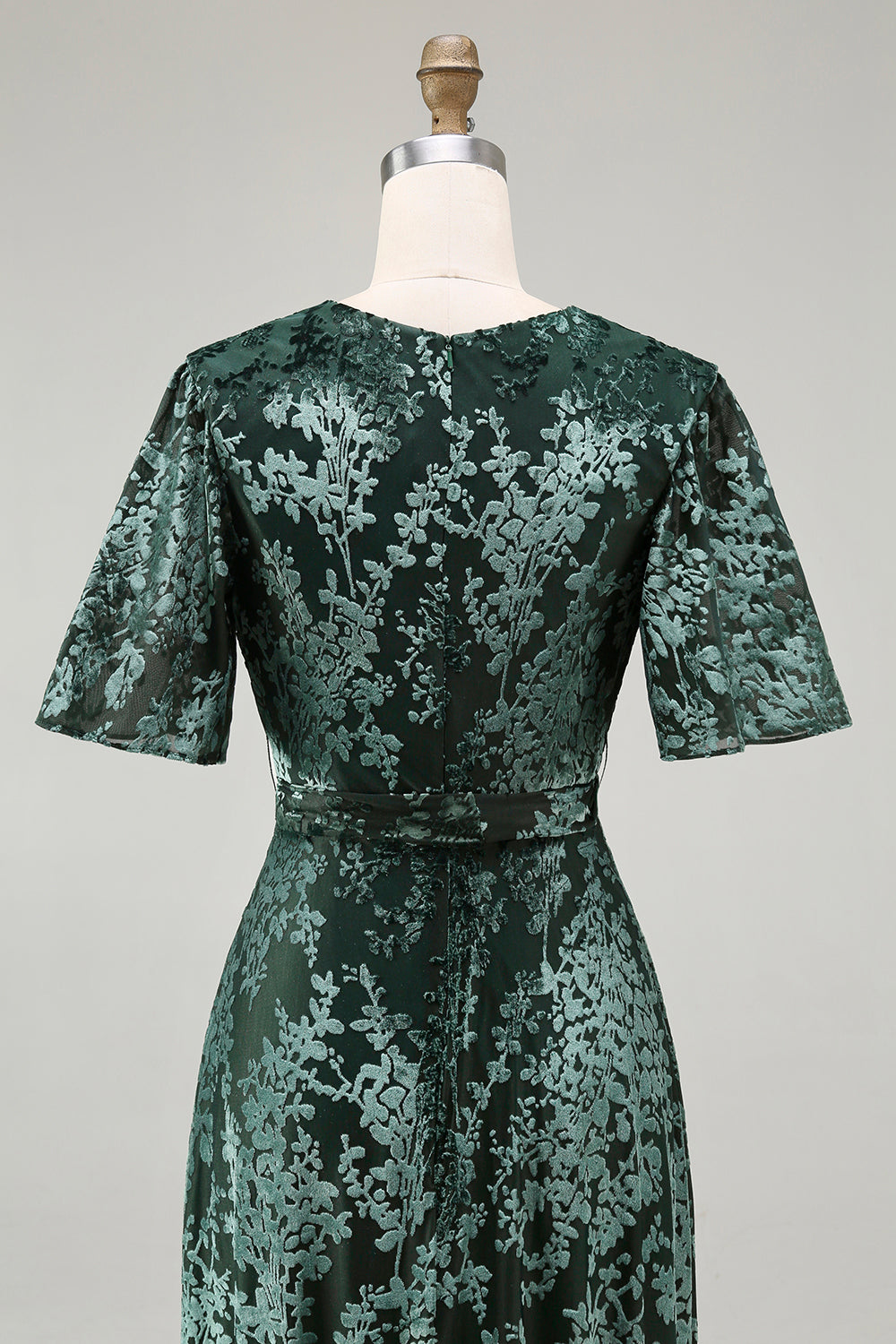 ZAPAKA Women Dark Green Formal Dress A Line Burnout Velvet Evening Dress Long Prom Dress with Short Sleeves, Pine / US18W ZAPAKA Women Dark Green Formal Dress A Line Burnout Velvet Evening Dress Long Prom Dress with Short Sleeves, Pine / US18W