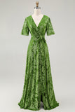 Burnout Velvet Dark Green Floor Length Dress