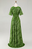 Burnout Velvet Dark Green Floor Length Dress