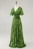Burnout Velvet Dark Green Floor Length Dress