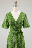 Burnout Velvet Dark Green Floor Length Dress