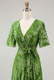 Burnout Velvet Dark Green Floor Length Dress