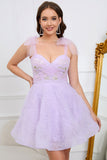 Sweetheart Light Purple A Line Cocktail Dress with Beading