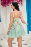 Cute A Line Spaghetti Straps Light Green Short Homecoming Dress with Appliques