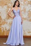 Gorgeous A Line Spaghetti Straps Lavender Long Prom Dress with Criss Cross Back