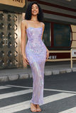 Light Purple Backless Prom Dress with Sequins