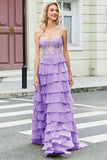 Yellow Sweetheart Tiered Long Prom Dress