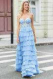 Yellow Sweetheart Tiered Long Prom Dress