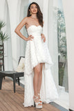 White High Low Flower Sweetheart Graduation Party Dress
