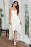 Simple White Asymmetrical Engagement Party Dress