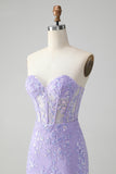 Lilac Corset Sequins Sweetheart Short Embroidery Homecoming Dress with Lace-up Back