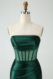 Dark Green Corset Strapless Bodycon Short Homecoming Dress