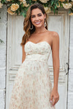 Gorgeous A Line Sweetheart Champagne Flower Long Bridesmaid Dress