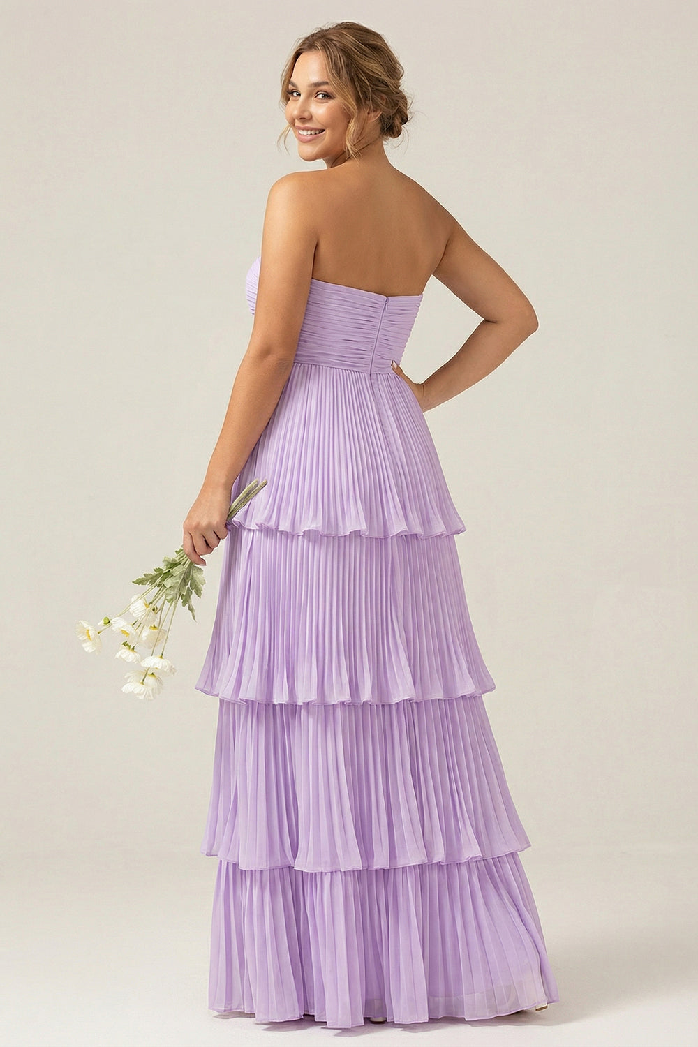 ZAPAKA Women Lilac Plus Size Long Bridesmaid Dress with Ruffles A Line Strapless Pleated Chiffon Wedding Guest Dress, Lilac / US20W ZAPAKA Women Lilac Plus Size Long Bridesmaid Dress with Ruffles A Line Strapless Pleated Chiffon Wedding Guest Dress, Lilac / US20W