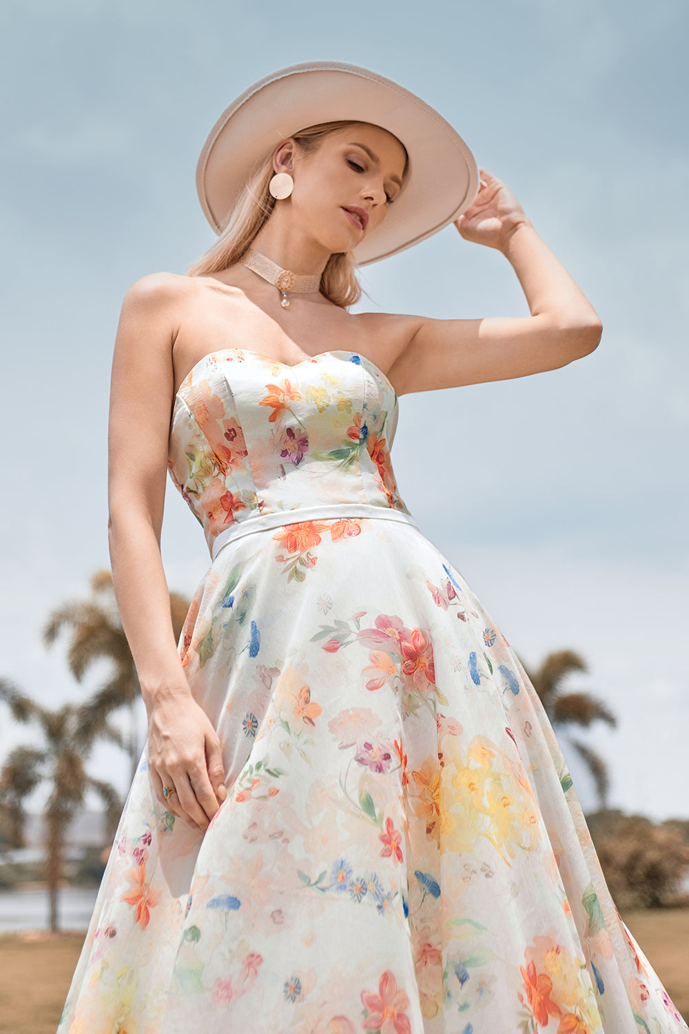 ivory floral dress Zapaka Women Ivory Floral Wedding Dress with Sleeves A-Line Sweep Train Off the Shoulder Bridal Dress, Ivory / US2