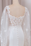 Ivory Lace Sweetheart Neck Long Sleeves Mermaid Wedding Dress with Sweep Train